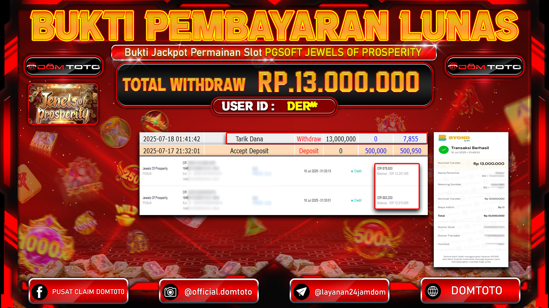 JACKPOT SLOT JEWELS OF PROSPERITY 18  JULI 2025